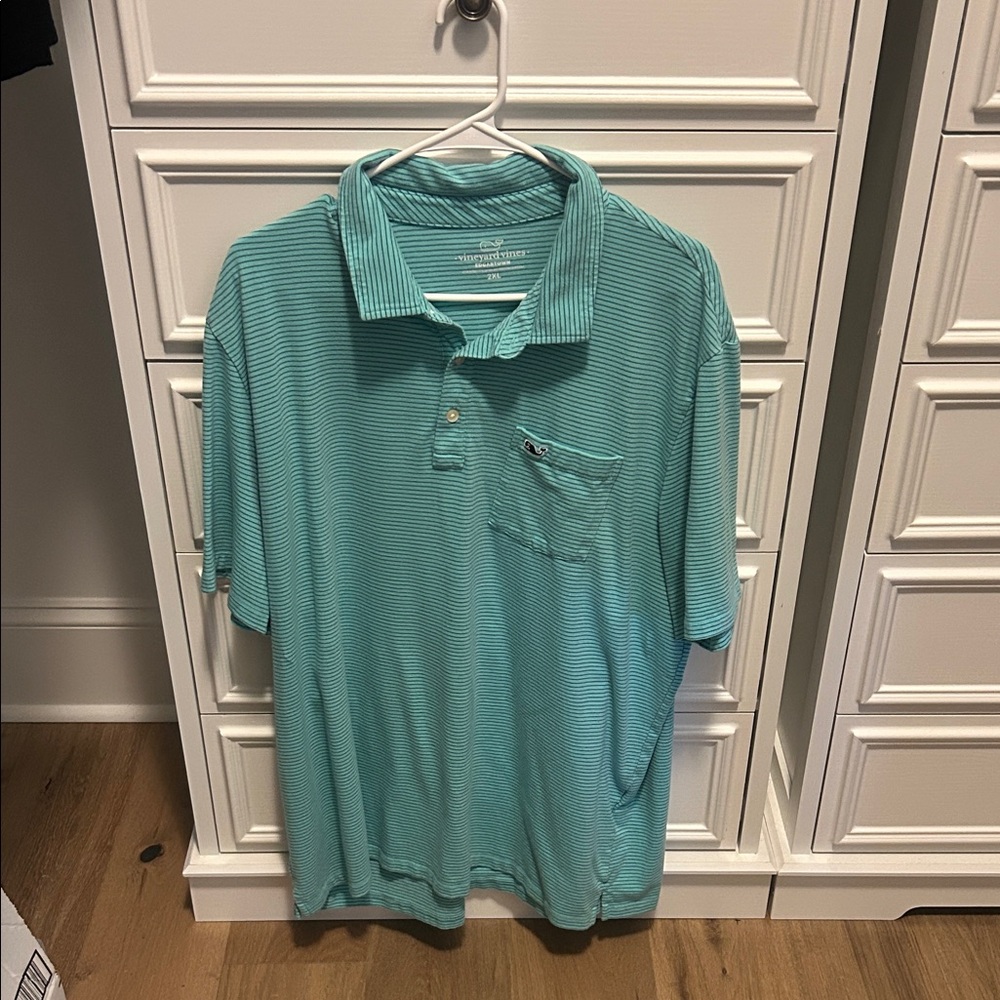 Vineyard Vines Men’s Teal Striped Polo